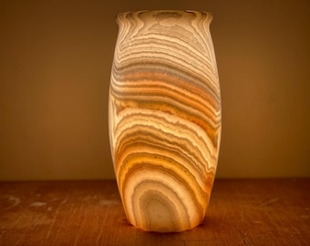 Incredibly unique Alabaster Lamp / Alabaster Vase / table lamp / stone lamp / stone light / 100 % natural / handmade / extraordinary colors