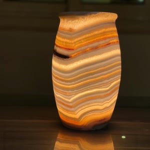 One of a kind Alabaster Lamp - table lamp - stone lamp - stone light - handmade - extraordinary colors