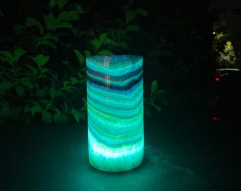 Blue Alabaster lamp / desk lamp / table lamp / white alabaster / Egyptian Alabaster