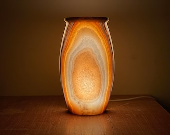 Incredibly unique Alabaster Lamp / Alabaster Vase / table lamp / stone lamp / stone light / 100 % natural / handmade / extraordinary colors