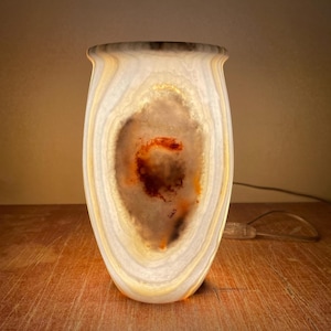 unique Alabaster Lamp / Alabaster Vase / table lamp / stone lamp / stone light / 100 % natural / handmade / extraordinary colors