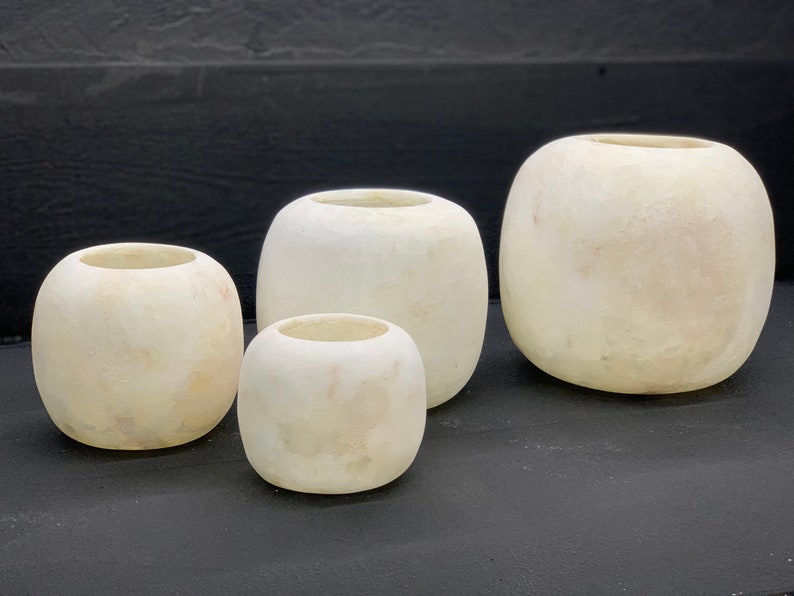 Egyptian Alabaster Candle Holder White Alabaster Round Etsy
