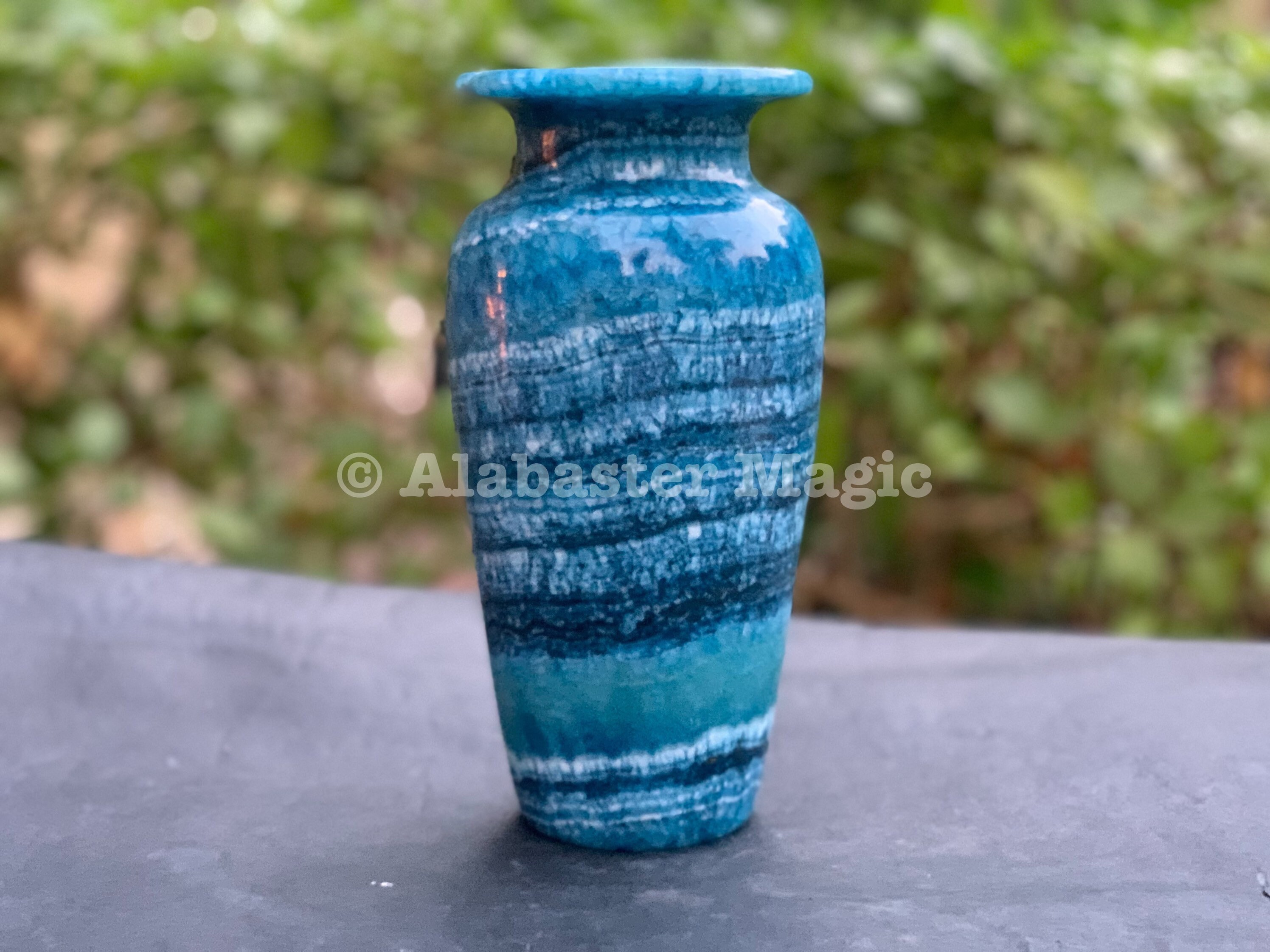 Blue Alabaster vase Egyptian Alabaster Etsy