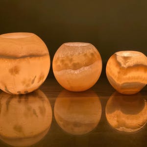 Tea Light Holders - Egyptian Alabaster - Candle Holder  - Votive Holder Round Alabaster - Natural Alabaster