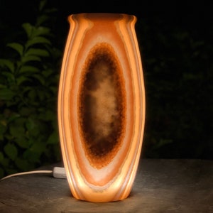 Alabaster Table Lamp / incredible veins / unique vertical lines / 100 % natural marble - stone  / desk lamp / soft light