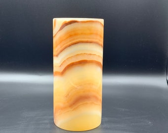 Alabaster candle holder - Cylinder Shape - Natural Stone - Tealight Candle Holder - Handmade - Egyptian Alabaster