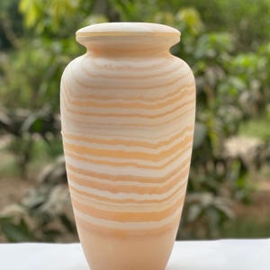 Alabaster Vessel - handmade -  with Alabaster lid - unique vase