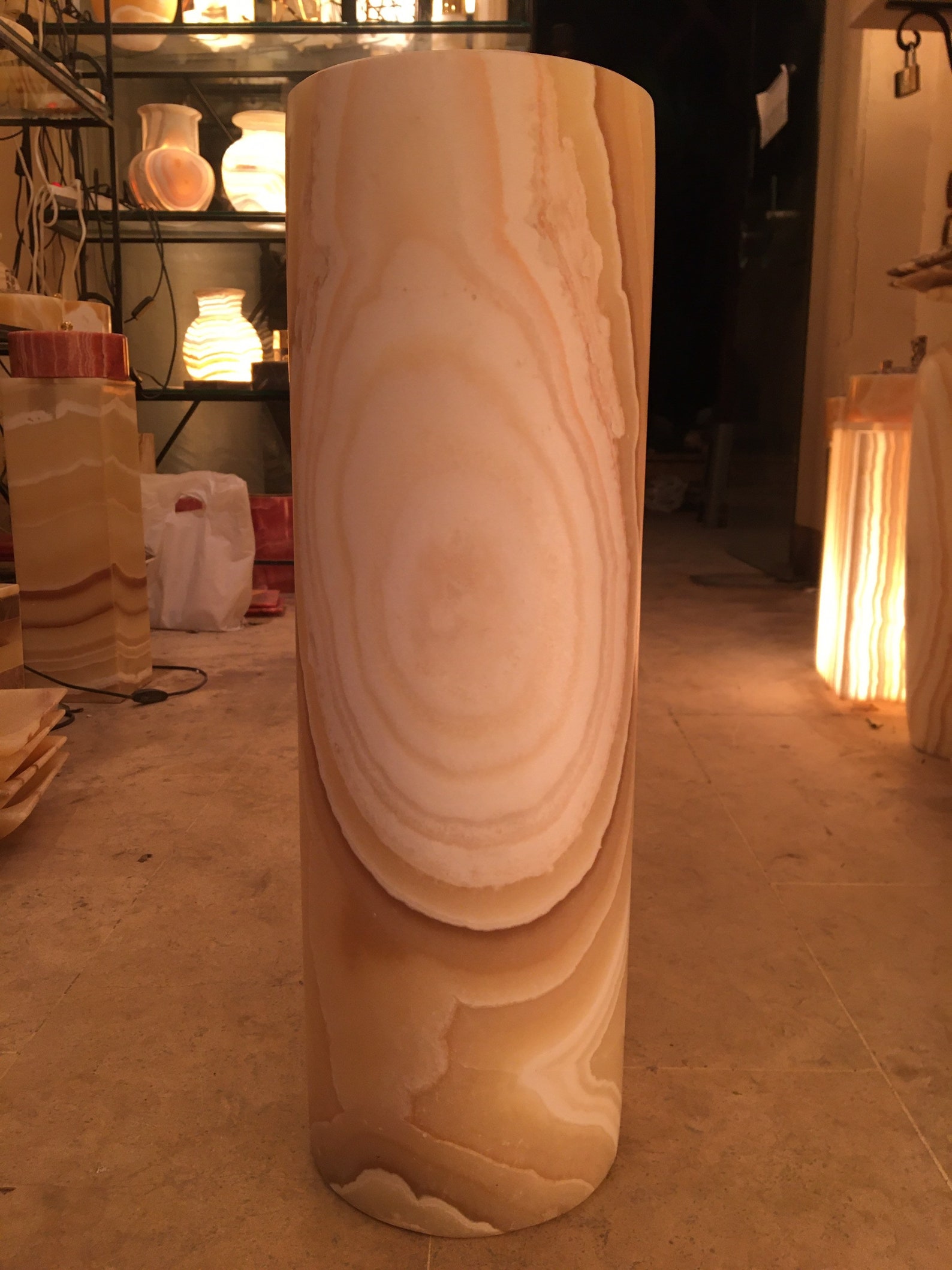Rare White Alabaster / Cylinder Alabaster / Floor Lamp / Solid | Etsy