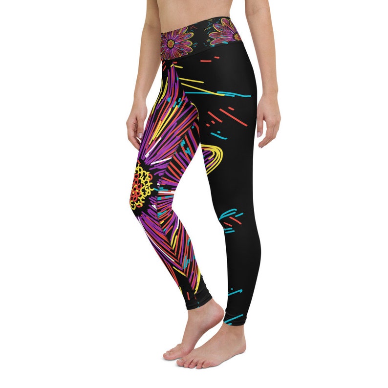 Neon Daisy Yoga Pants Leggings XS XL | Etsy