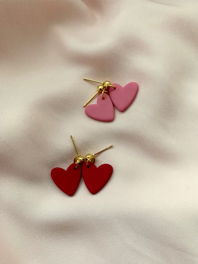 Valentine/'s Earrings Handcrafted Polymer Clay Earrings Heart Earrings Sweethearts Earrings Minimalist Gifts for Her