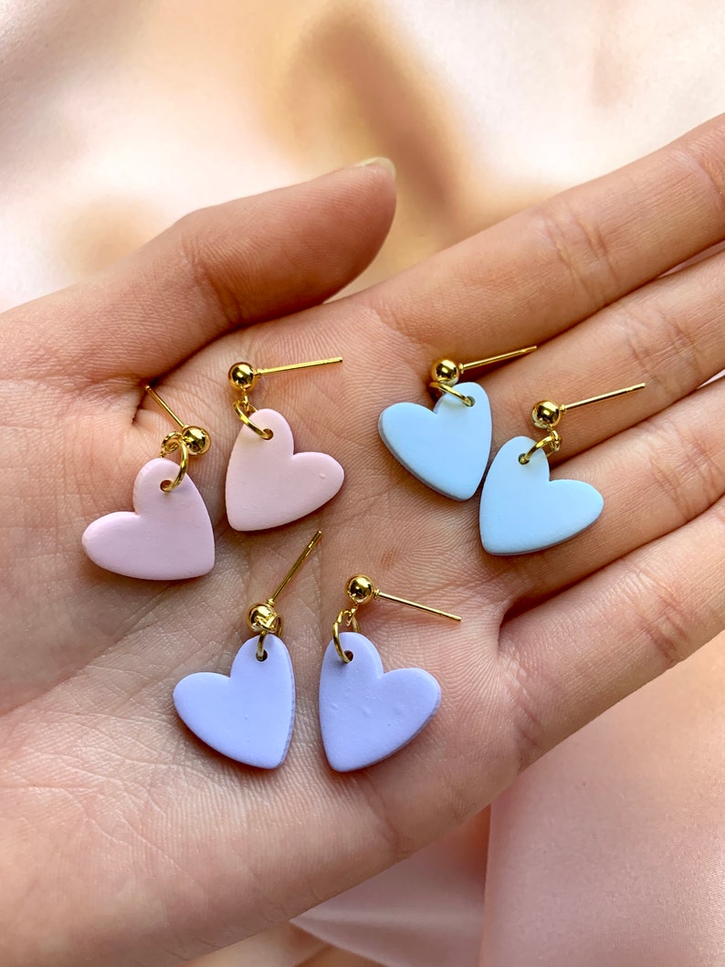 Valentine/'s Earrings Handcrafted Polymer Clay Earrings Heart Earrings Sweethearts Earrings Minimalist Gifts for Her