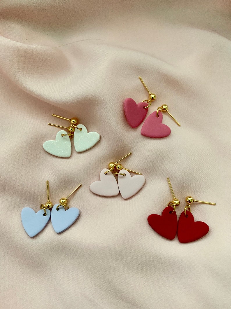Valentine/'s Earrings Handcrafted Polymer Clay Earrings Heart Earrings Sweethearts Earrings Minimalist Gifts for Her