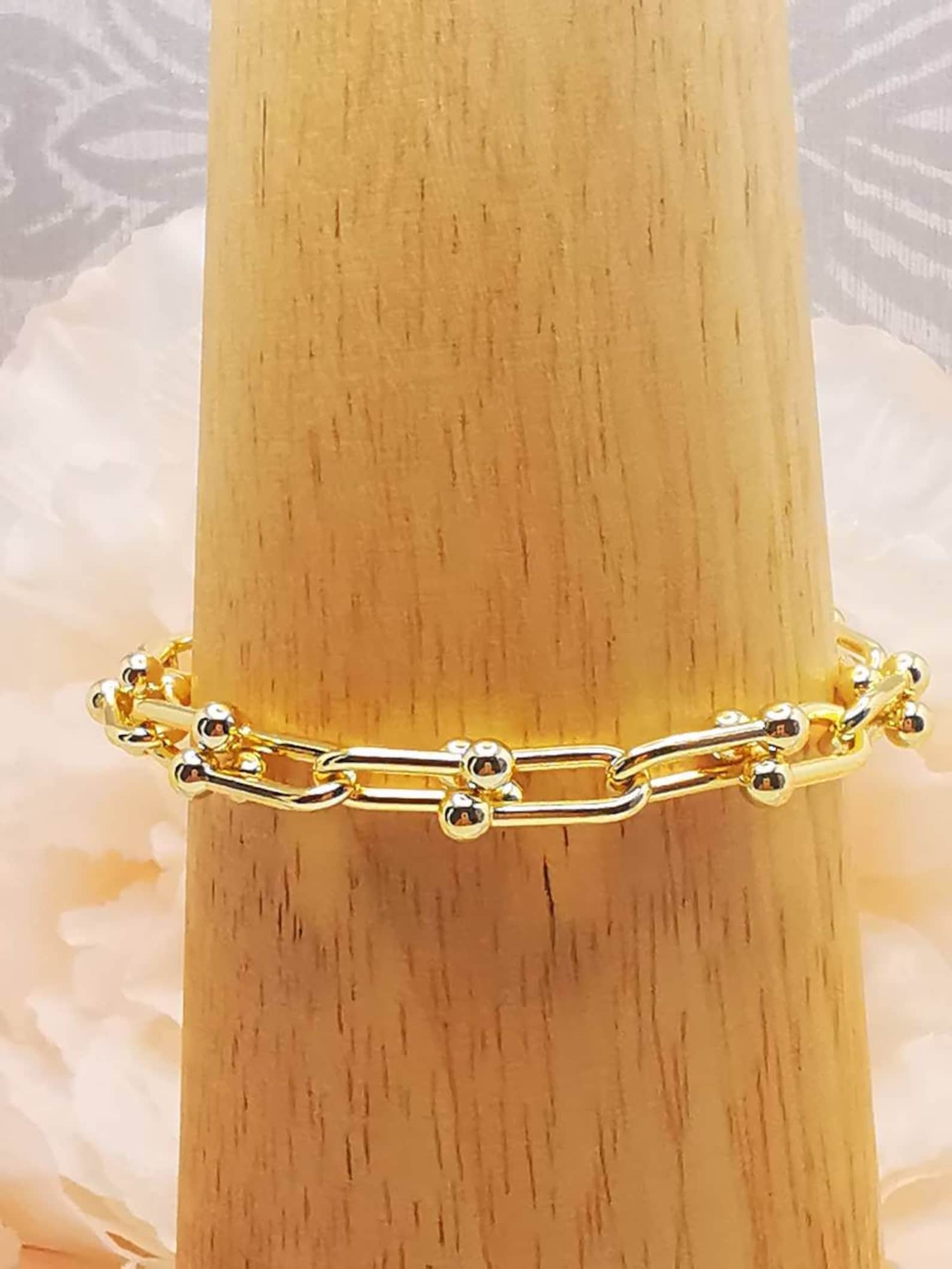 Gold plated lock chain bracelet Etsy