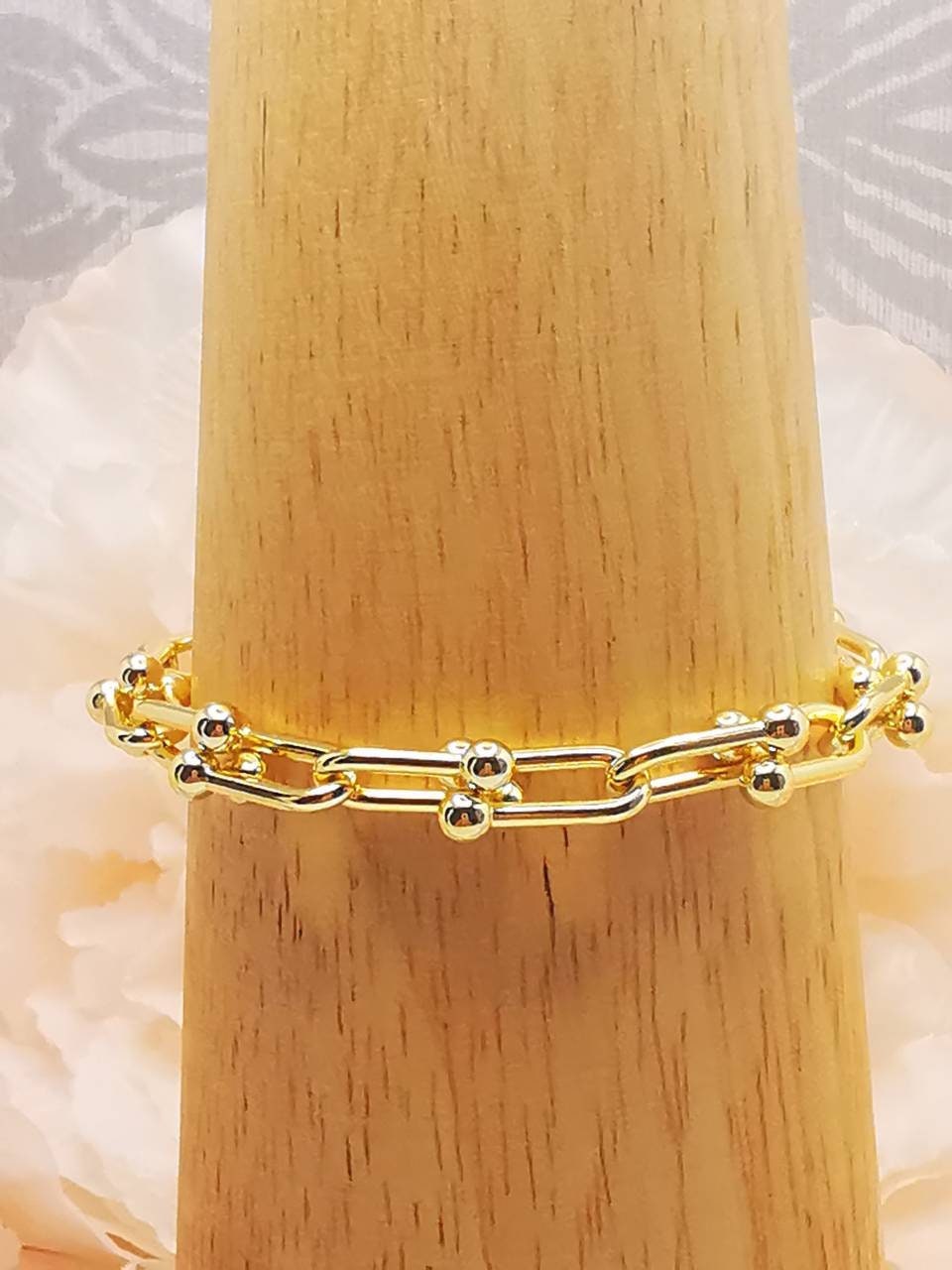 Gold plated lock chain bracelet Etsy