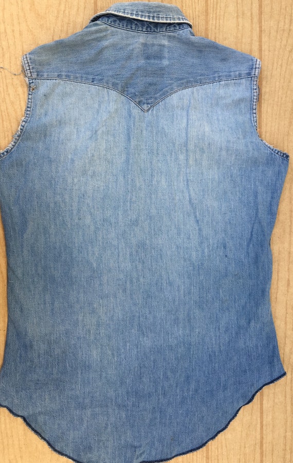 wrangler 1970's vintage denim pearl snap  vest si… - image 4