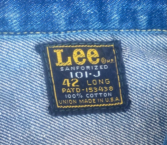 Lee sanforized 101-J 1950's unión made Indigo den… - image 3