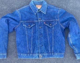 Levi's 1970's small  “e” indigo denim vintage jacket with wool blanket  liner size 44