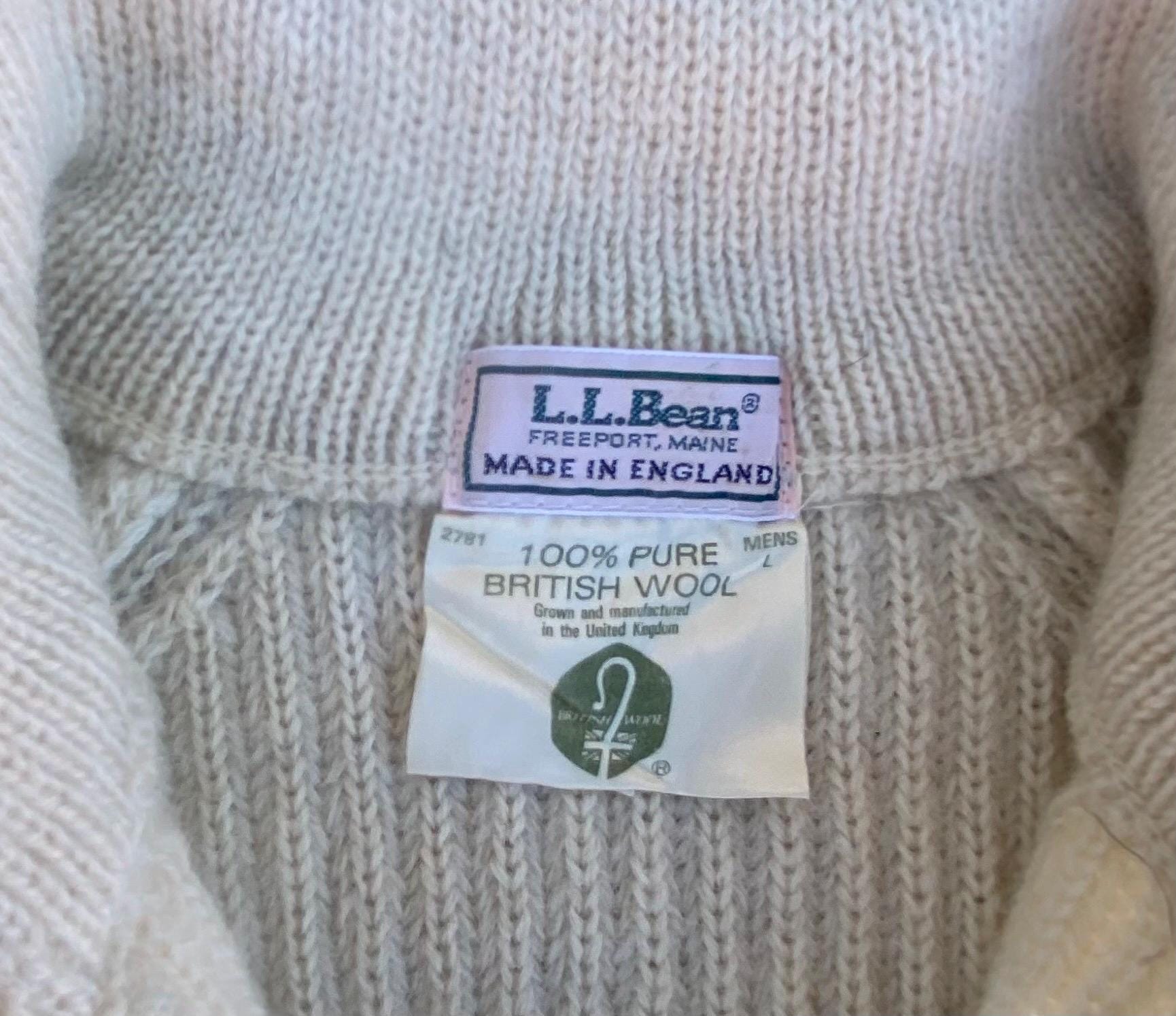 Authentic Cable Knit L.L. Bean Vintage Sweater Made in England 