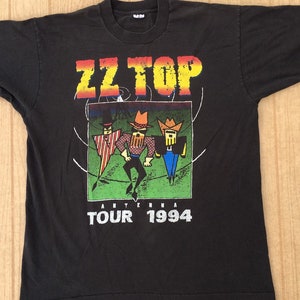 【oan】94 Tourist Short Sleeve T-Shirt ZZ Top Men's T-shirt Antenna Album Cover Graphic Tee 1994 CD