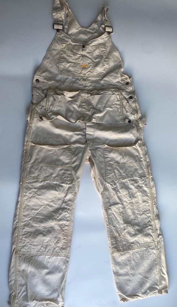 40’s~ SUPER PAY DAY OVERALLS 1940's Penney's Pay Day white denim vintage work bib… - Gem