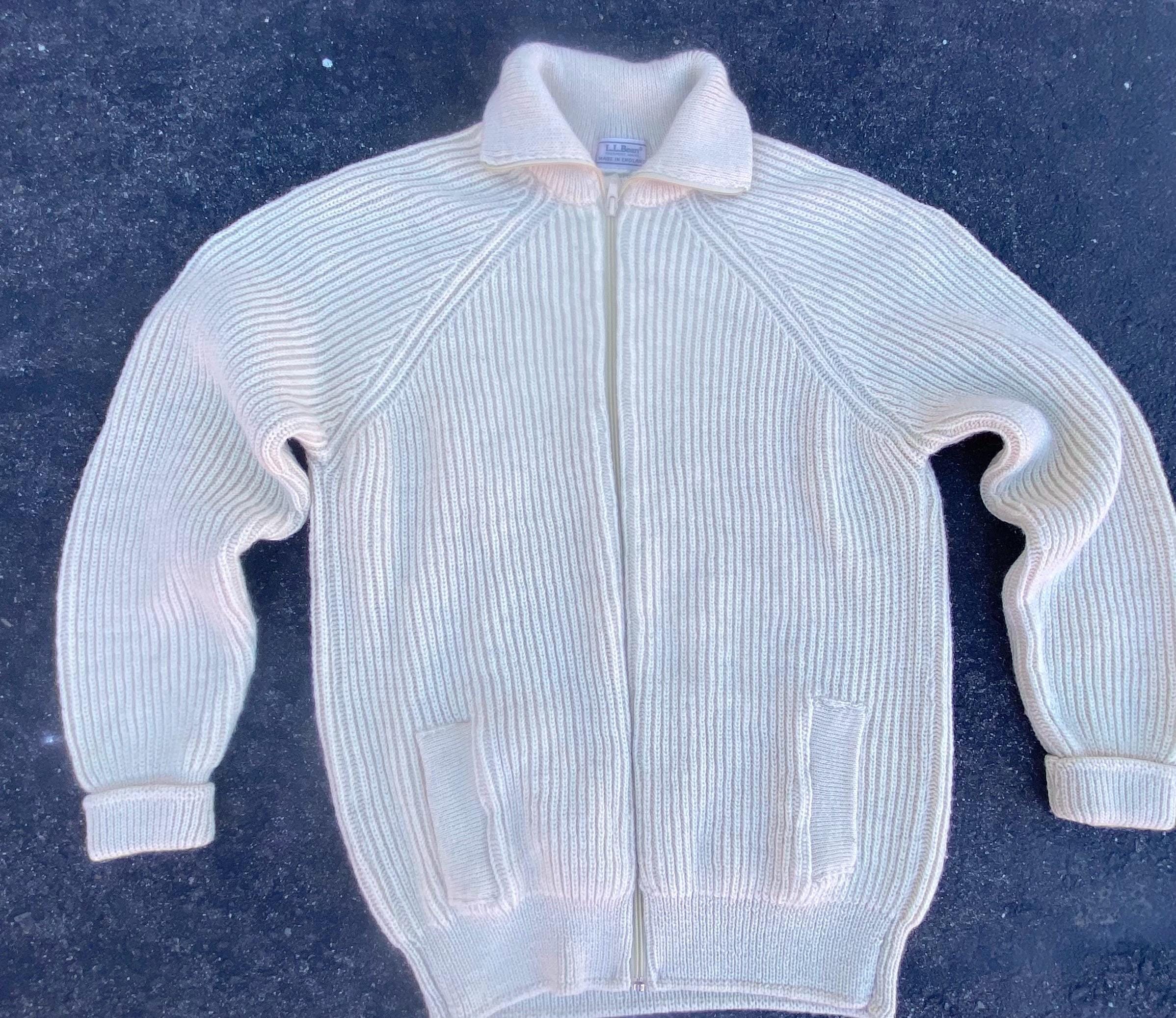 Authentic Cable Knit L.L. Bean Vintage Sweater Made in England 