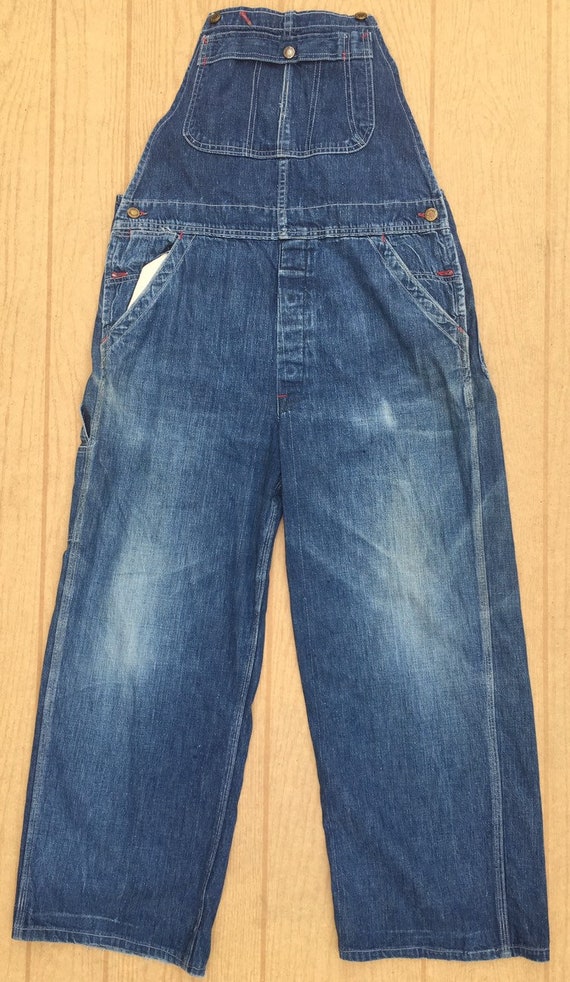 1930/40’s índigo denim vintage work bib overalls s