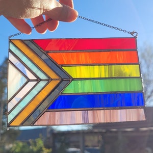 Progress Pride Stained Glass Flag