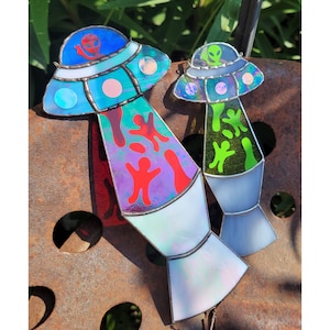 UFO Alien Lava Lamp Stained Glass Suncatcher - Made to Order