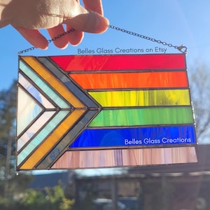 Progress Pride Stained Glass Flag