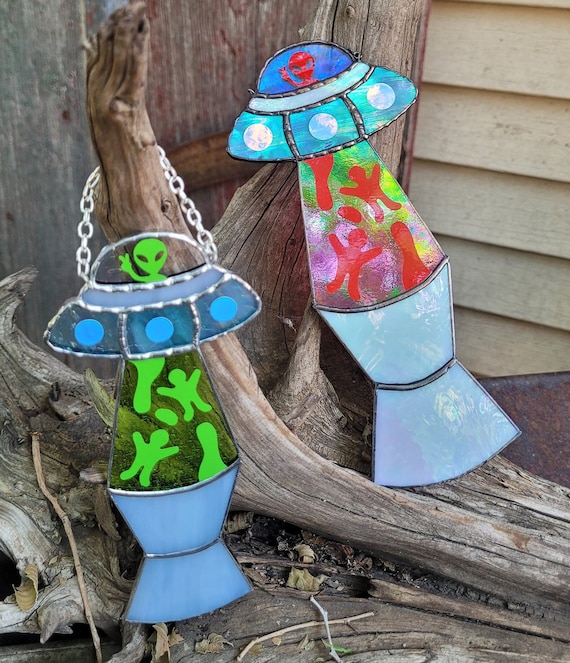 UFO Alien Lava Lamp Stained Glass Suncatcher Made to Order Etsy