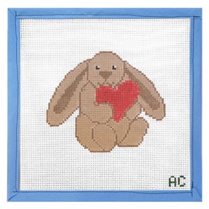 Love Stuffed Bunny Needlepoint Canvas | Hand Painted Needlepoint Canvas