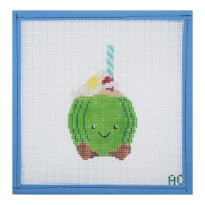 Summer Coconut Needlepoint Canvas | Hand Painted Needlepoint Canvas