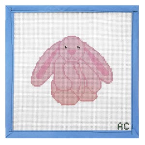 Pink Stuffed Bunny Needlepoint Canvas | Hand Painted Needlepoint Canvas Easter