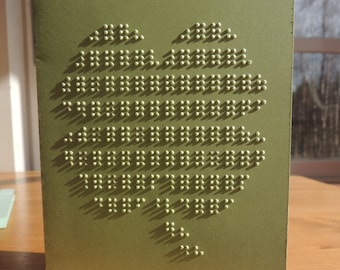 Lucky shamrock greeting card for the visually impaired, dot picture with your personalized message brailled inside, 4 leaf clover