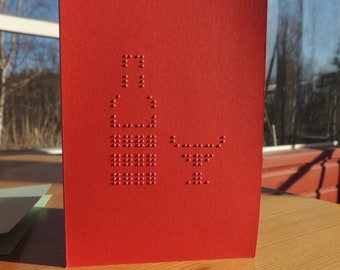 Braille greeting card, tactile car bottle and glass, celebration, tactile image, birthday, wedding, feast, custom message, tell it with dots