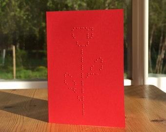 Carte de vœux en braille personnalisable, rose, amour, fleur, dites-le avec des points