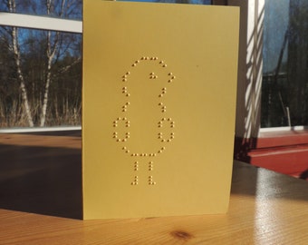 Cute tactile Easter card with a little chick; free custom braille message inside