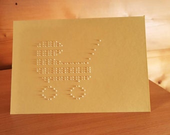 Carte bébé en braille – Modèle pour poussette | Carte de voeux tactile pour les nouveaux parents |