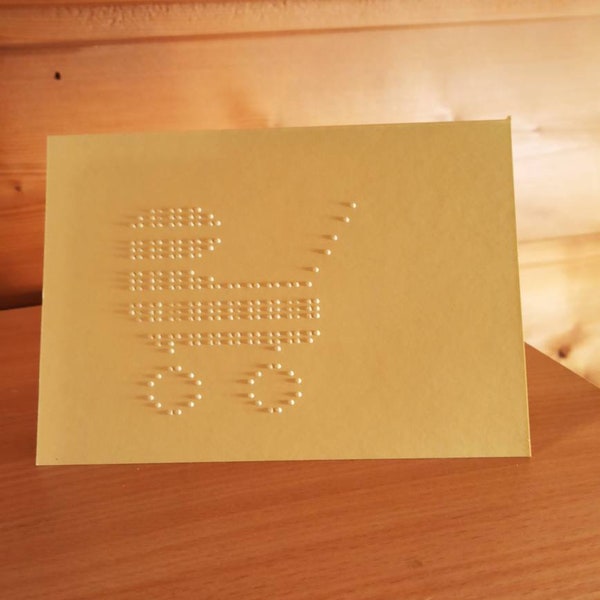 Carte tactile avec message personnalisé en braille, poussette, nouveau-né