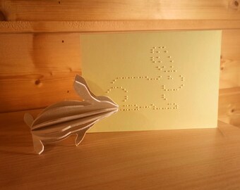 carte de voeux de lapin de Pâques avec des dessins tactiles et votre propre message en braille à l'intérieur de la carte