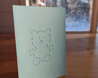 Braille Greeting Card – Teddy Bear Design | Tactile Card for Blind & Visually Impaired | Inclusive Handmade Card