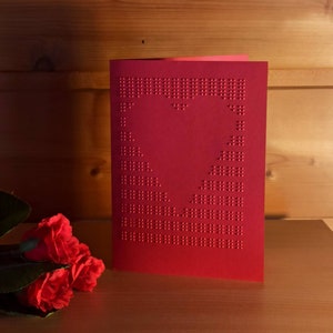 Carte tactile pour la Saint-Valentin avec votre message personnalisé en braille