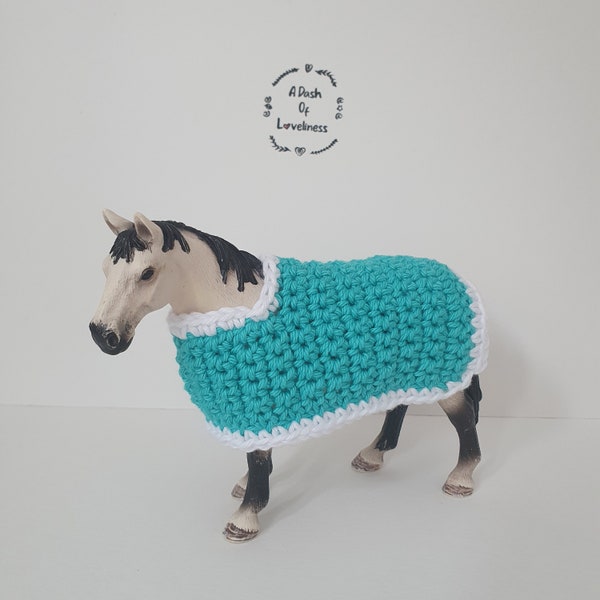 Rug for Schleich Horse| Over The Head Blanket| Fun colours| Crochet| Handmade from 100% cotton| Schleich Tack| Horse is not included