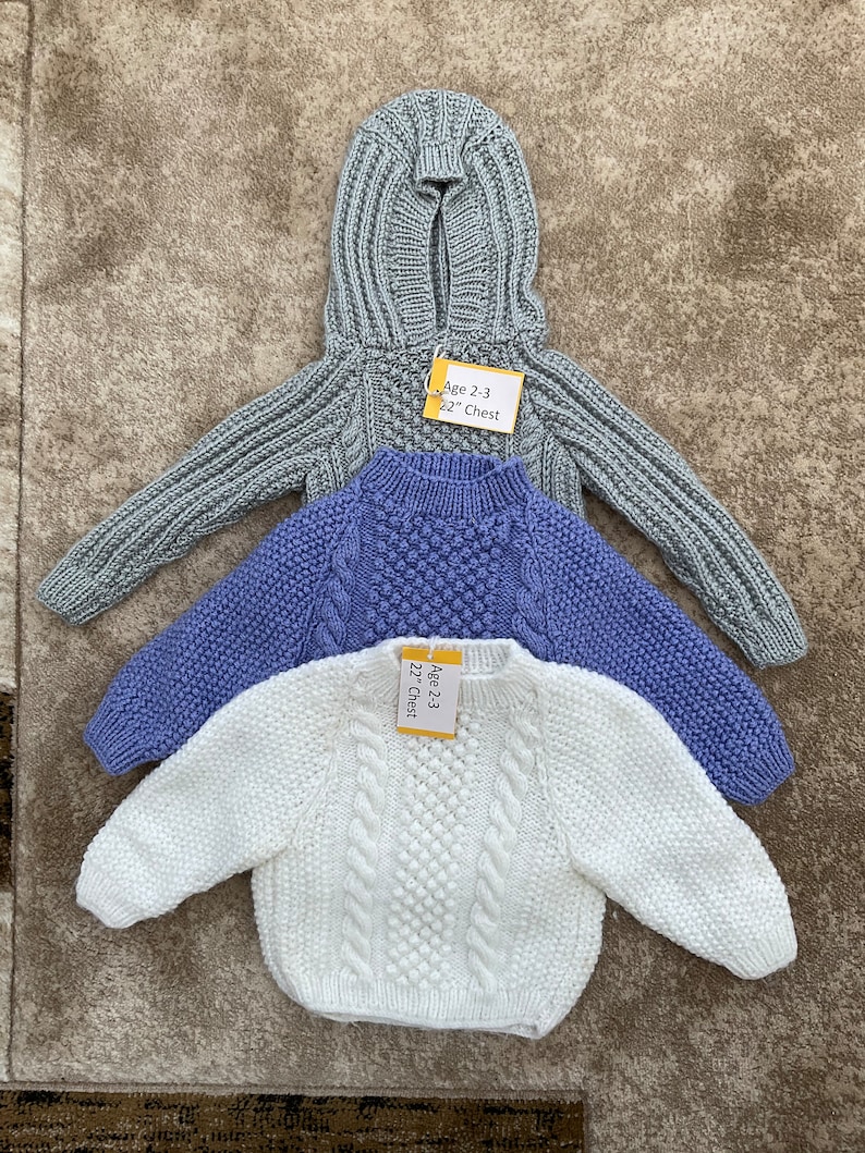 Hand Knitted Aran Jumpers and Cardigans for Kids Etsy