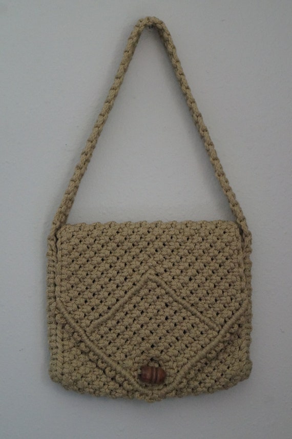 1970s Handmade Beaded Macrame Purse