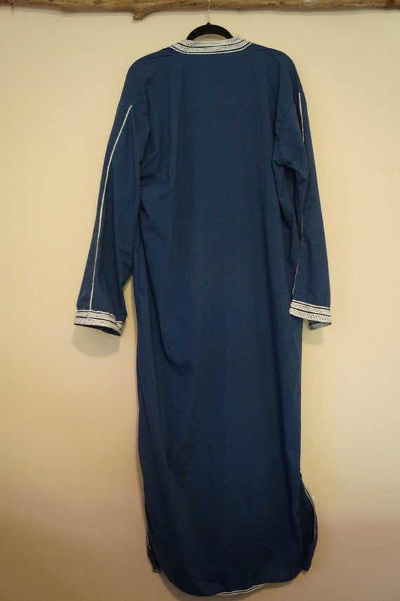 Vintage Embroidered Blue Moroccan Kaftan Size XL - image 6