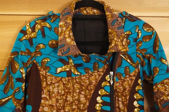 Dutch Wax Print Motorcycle Jacket XS, African Bir… - image 4