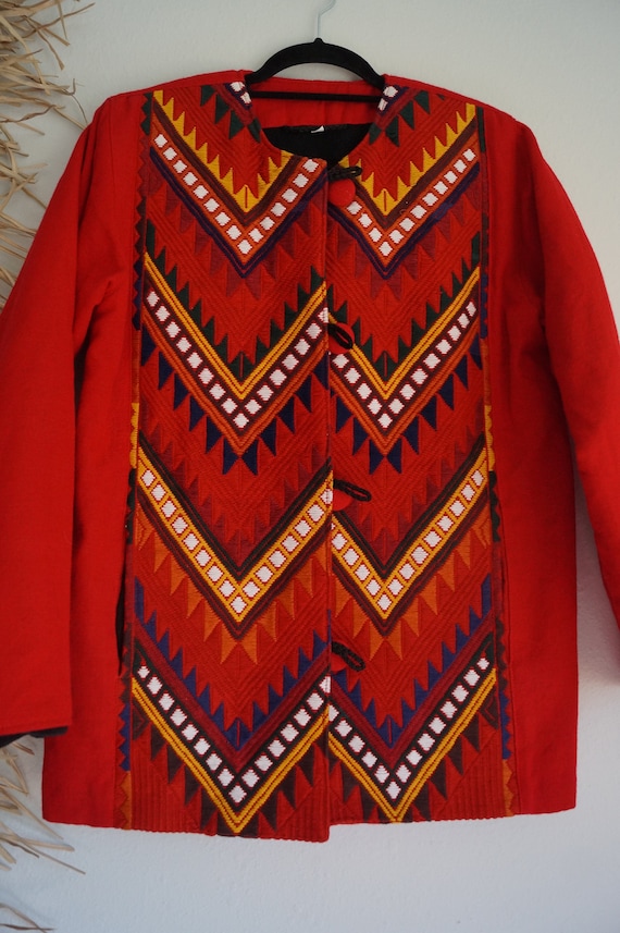 Vintage Embroidered Guatemalan Jacket / Coat Size… - image 4