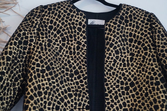 Vintage Gold Lamé and Black Velvet Blazer Jacket … - image 1