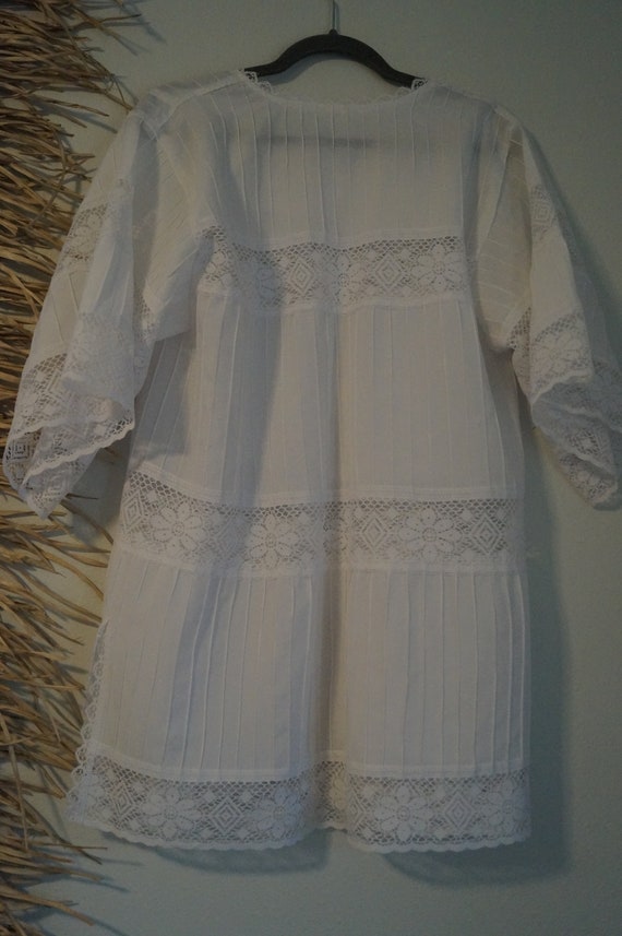 1960s Lacey Angel Wing White Hippie Blouse Size S… - image 10